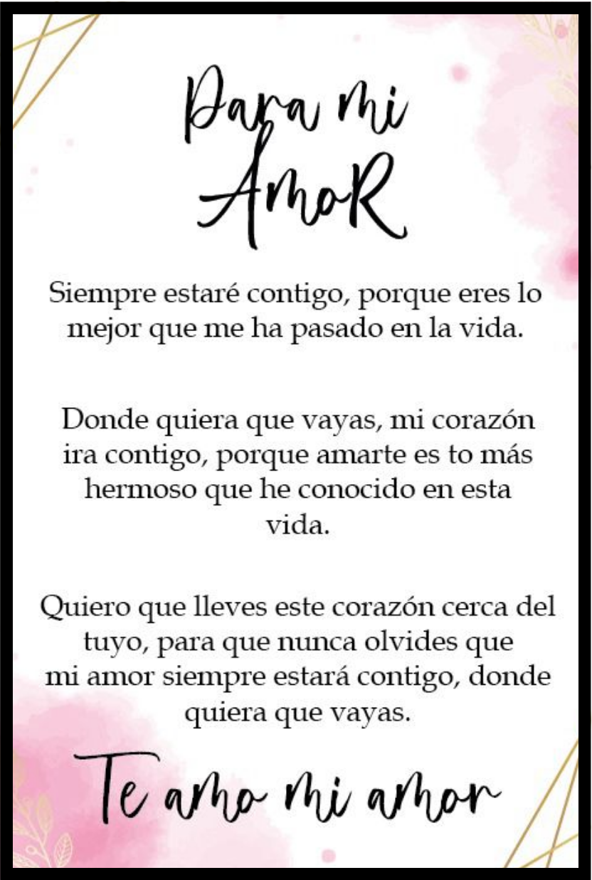Tarjeta Predisenada Amor Para Cajaregalo