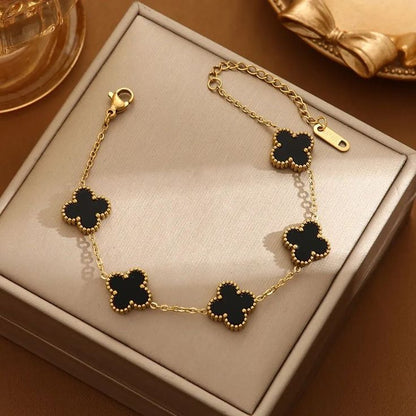 Pulsera Trebol Van Cleef con Baño de Oro🍀+Caja de Regalo