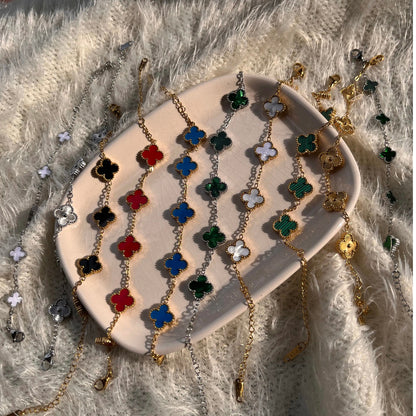 Pulsera Trebol Van Cleef con Baño de Oro🍀+Caja de Regalo