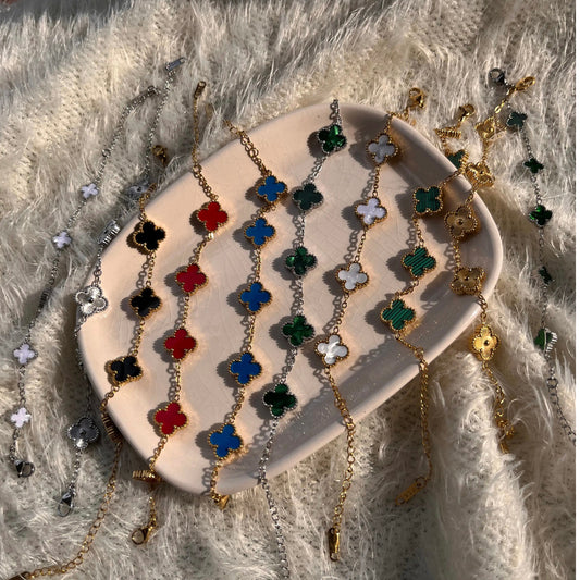 Pulsera Trebol Van Cleef con Baño de Oro🍀+Caja de Regalo