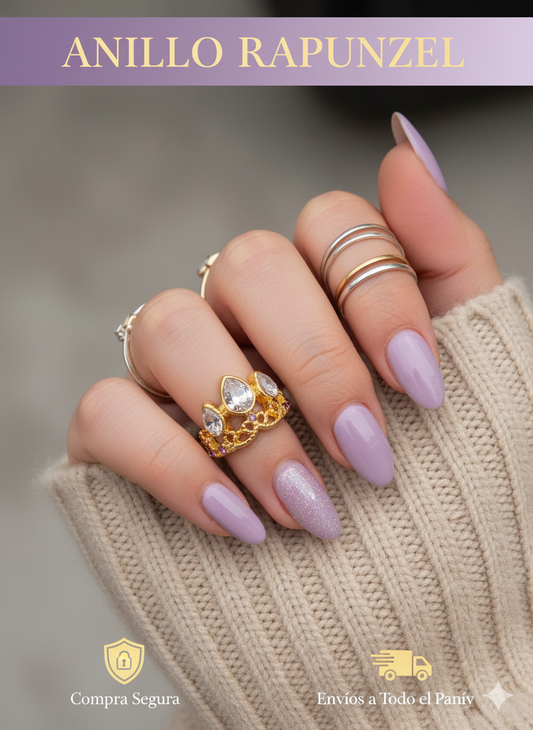 Anillo Rapunzel en Baño de Oro+ Caja de Regalo