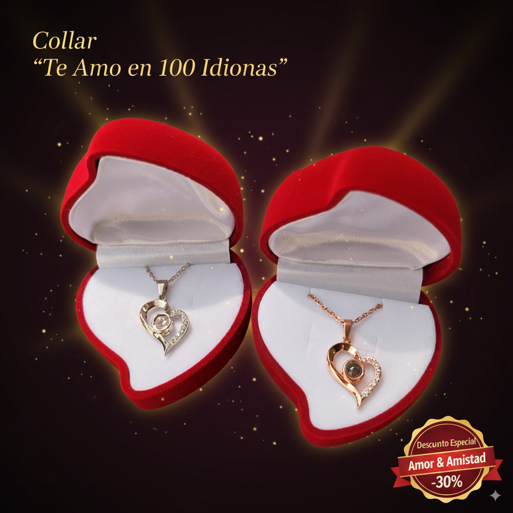 Collar Te Amo 100 Idiomas + Caja de regalo Premium