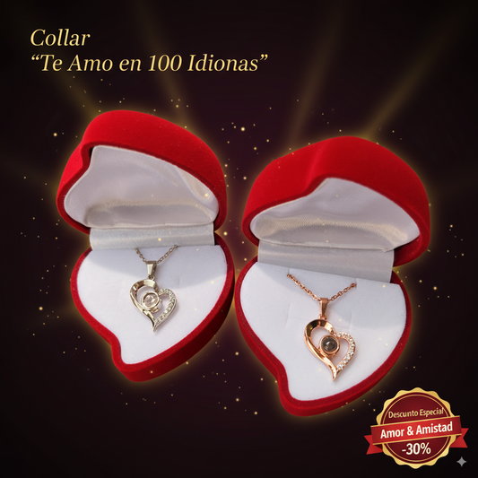 Collar Te Amo 100 Idiomas + Caja de regalo Premium
