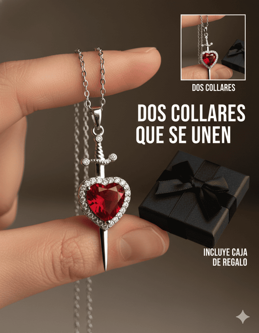 Collar de Espada y Corazón para Pareja + Caja de regalo